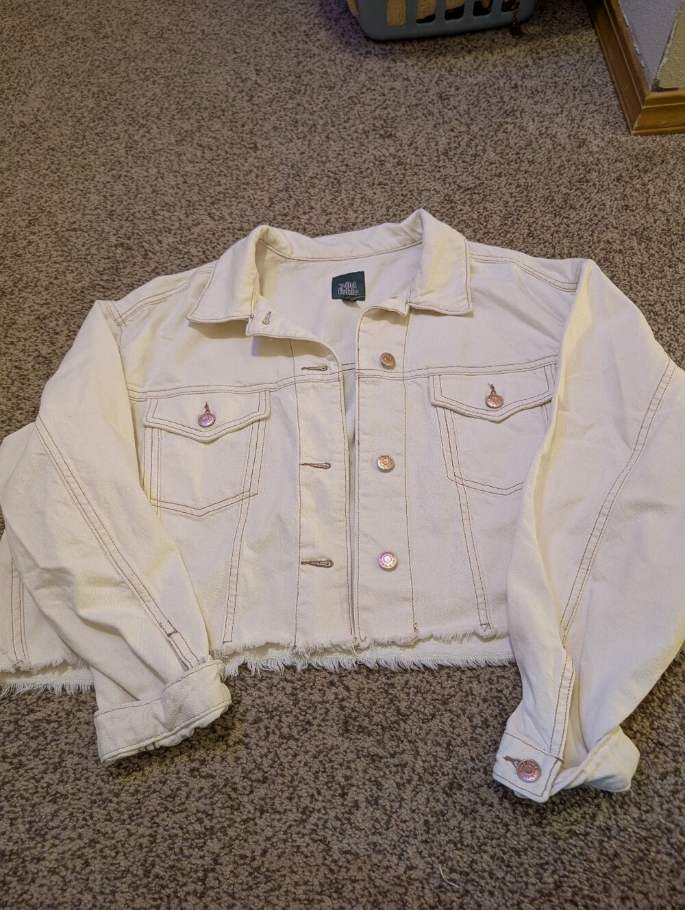 wild fable Cream Cropped Denim Jacket